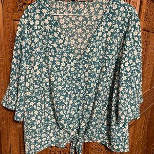 Green and white blouse